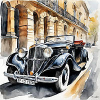 Картина на холсте "Black Cabriolet Horch"