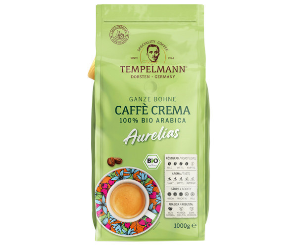 Кава в зернах Tempelmann Aurelias 100% bio arabica 1 кг