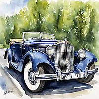 Картина на полотні "Navy Blue Cabriolet Horch"