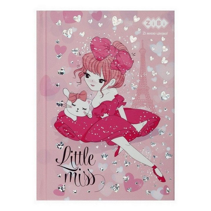 Блокнот А6 64арк., в клітинку, тверда обкладинка Zibi Kids Line Little Miss рожевий