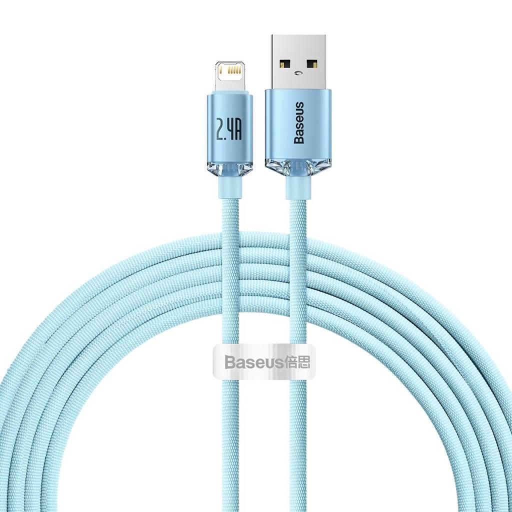 USB кабель для iPhone iPad з роз'ємом Lightning Baseus Crystal Shine Series (2.4A, 1.2m). Sky Blue, фото 1