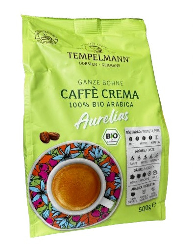 Кава в зернах Tempelmann Aurelias 100% bio arabica 500 г