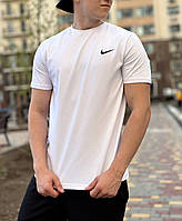 Мужская футболка белая Nike хлопковая летняя , Легкая повседневная футболка Найк белая стрейчевая
