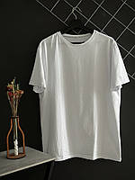 Мужская базовая футболка хлопковая однотонная белая / футболка белого цвета без принта
