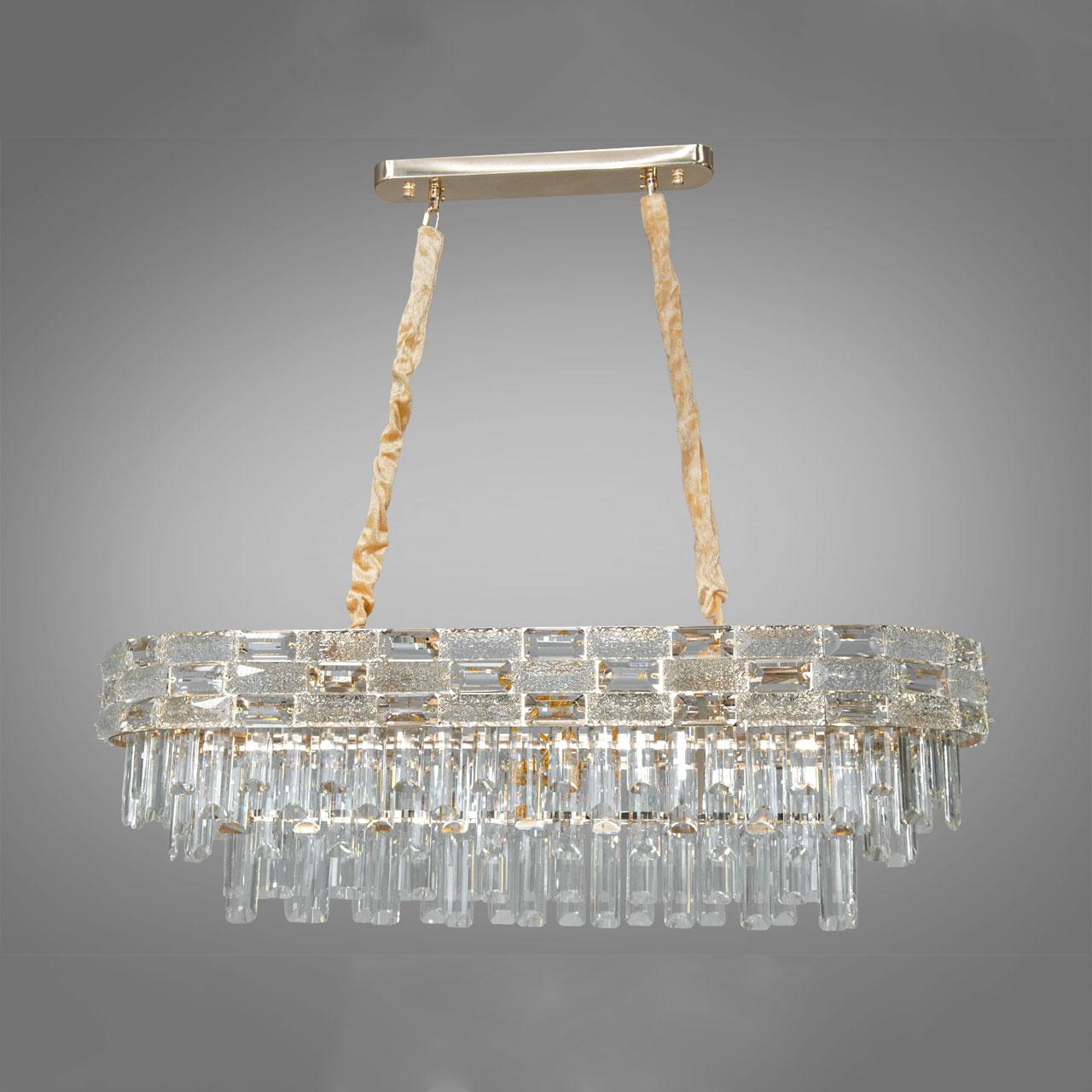 Сучасна кришталева люстра на 12 ламп Е14 колір каркасу золотий D-0196-900x360GD, фото 1