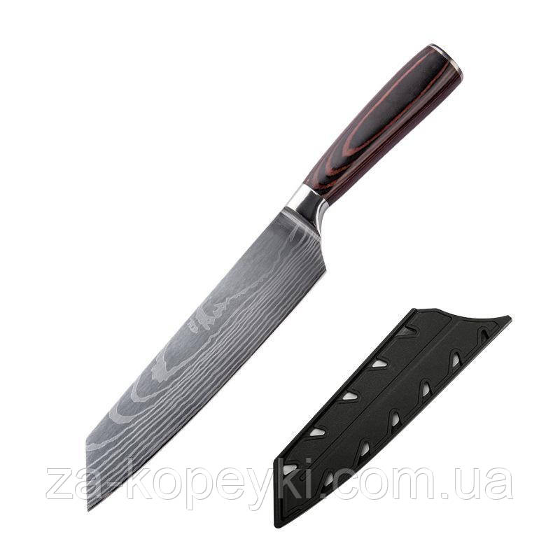 Ніж Nakiri Full Tang Дамаський лазерний кухонний ніж 8-дюймовий шеф-кухар