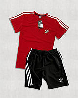 Мужской спортивный костюм Adidas набор летний Шорты + Футболка красный