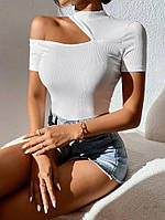 Кофта женская с коротким рукавом одно плечо открыто 42-46 (2цв) "IMMA" недорого от прямого поставщика