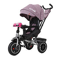 Детский велосипед трехколесный TILLY CAYMAN, 3 колесный велосипед коляска с ручкой и пультом Розовый Com