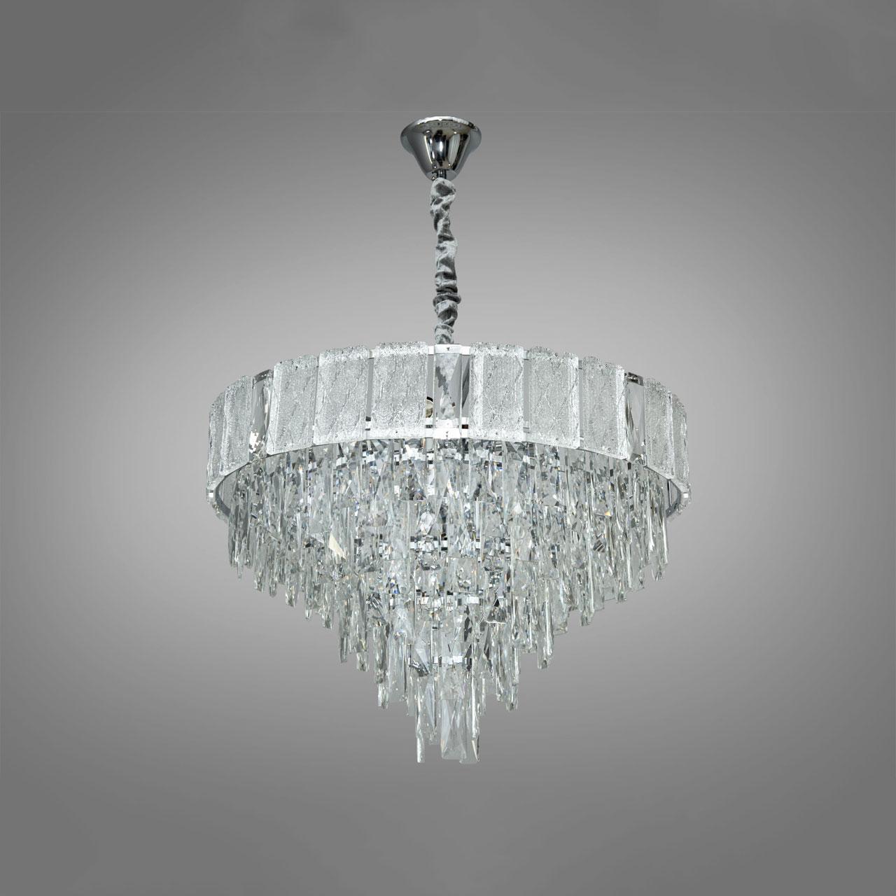 Сучасна кришталева люстра на 11 ламп Е14 колір каркасу хром D-438-600CH, фото 1