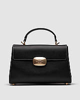 Женская сумка Coach Eliza Top Handle In Signature Canvas Black (чёрная) модная повседневная сумочка KIS99389
