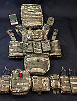 LI Комплект плитоноска швидкого скидання з боковими карманами +РПС + напашник +рюкзак та 14 підсумків мультикам ВТН