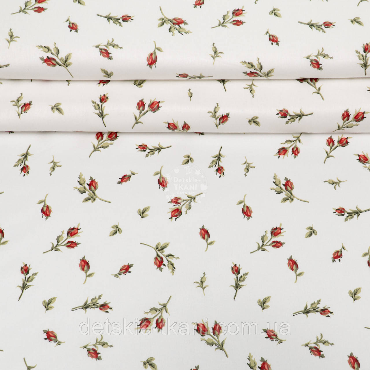 Ранфорс шириною 240 см "Червоні бутони трояндочок", №5148, фото 1