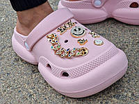 Подростковые кроксы с разноцветными камнями, розовые кроксы для девочки