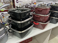 Посуда гранитная для индукционной плиты кухонный набор кастрюли посуда для индукциии с гранитным покрытием ТoП