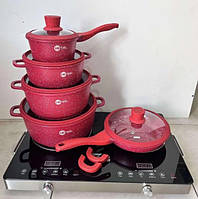 Посуда с каменным гранитным антипригарным покрытием кухонный набор кастрюли посуда для индукциии НК-316 ТoП