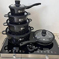 Набор посуды кастрюль с керамическим антипригарным покрытием гранитная посуда для индукционных плит НК-316 ТoП
