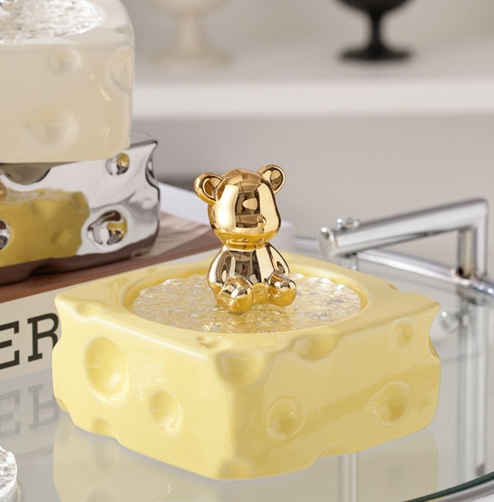 Попільничка жовта з кришкою у вигляді ведмедя