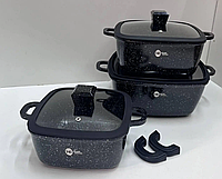 Набор посуды кастрюль с керамическим антипригарным покрытием гранитная посуда для индукционных плит HK-323 ТoП