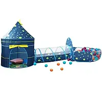 Дитячий ігровий намет RIAS "Замок" 3в1 з тунелем та басейном для кульок Blue (3_04895)