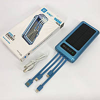 LI Портативное зарядное устройство на 10000mAh, Power Bank на солнечной батарее, зарядка. Цвет: синий