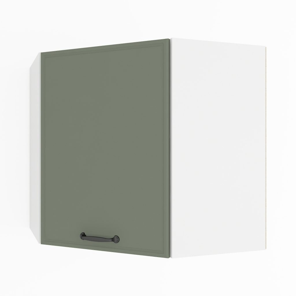 Навісна кутова шафка для кухні з полицею з ламінованого ДСП з МДФ дверцятами, кутовий кухонний модуль, фото 1