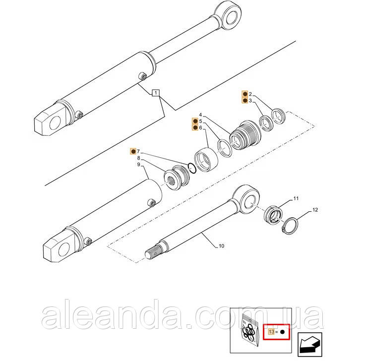 Комплект ущільнень гідроциліндра 51583324, фото 1