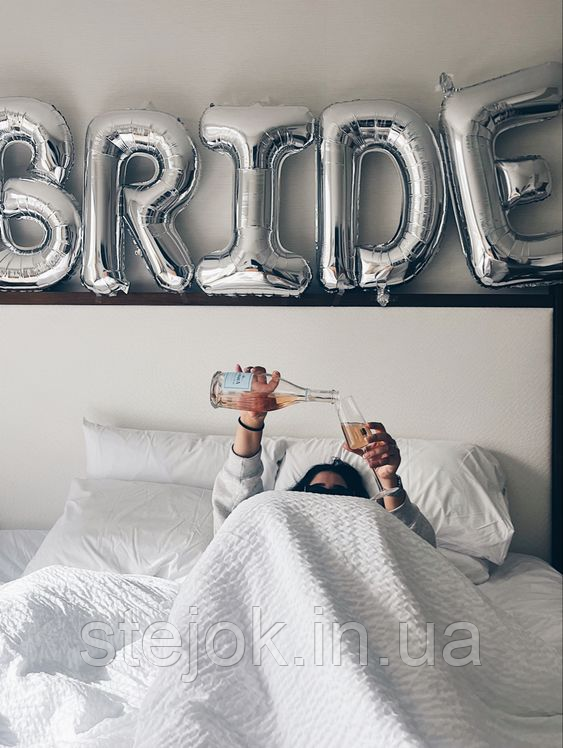 Напис фольгована Bride срібного кольору