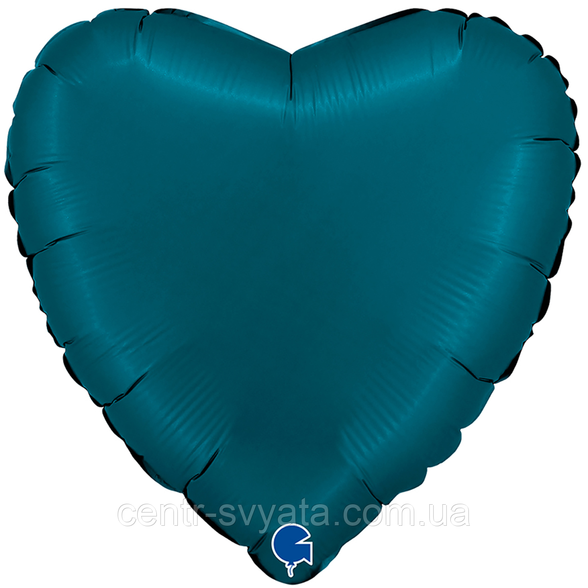 Фольгована кулька Grabo 18"(46 см) Серце сатин Petrol Blue / синьо-зелене