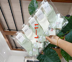 Шкарпетки жіночі короткі салатово-білі Мікс