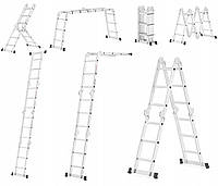 Драбина алюмінієва шарнірна складана багатофункціональна 4х3 ВИЩА міцна