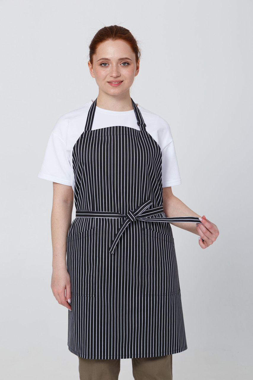 Фартух кухаря/по офіціанта зі щільної тканини з регульованою бретеллю | Професійний фартух унісекс Причал