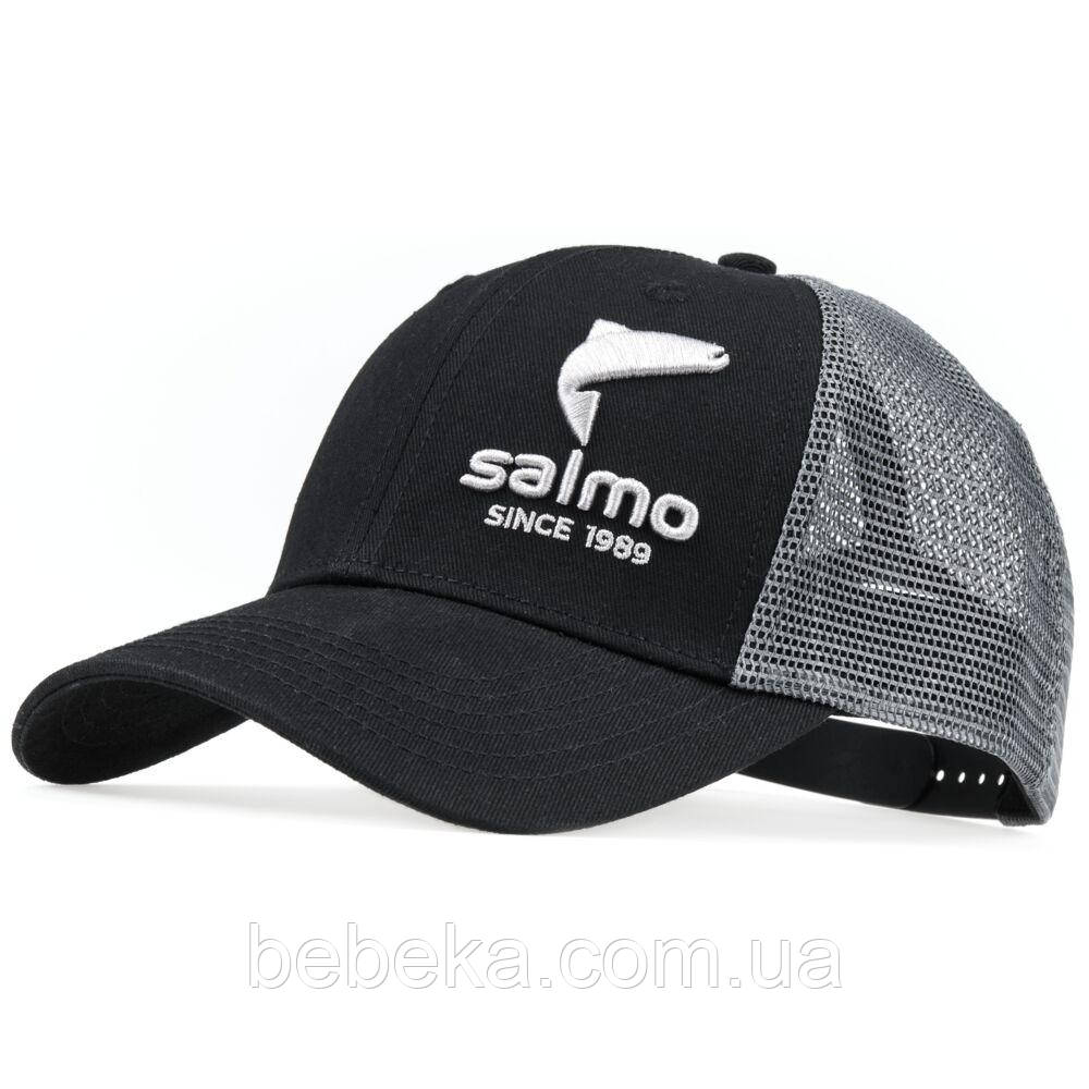 Бейсболка "SALMO SINCE 1986" BLACK (чорна / сіра, сітка)