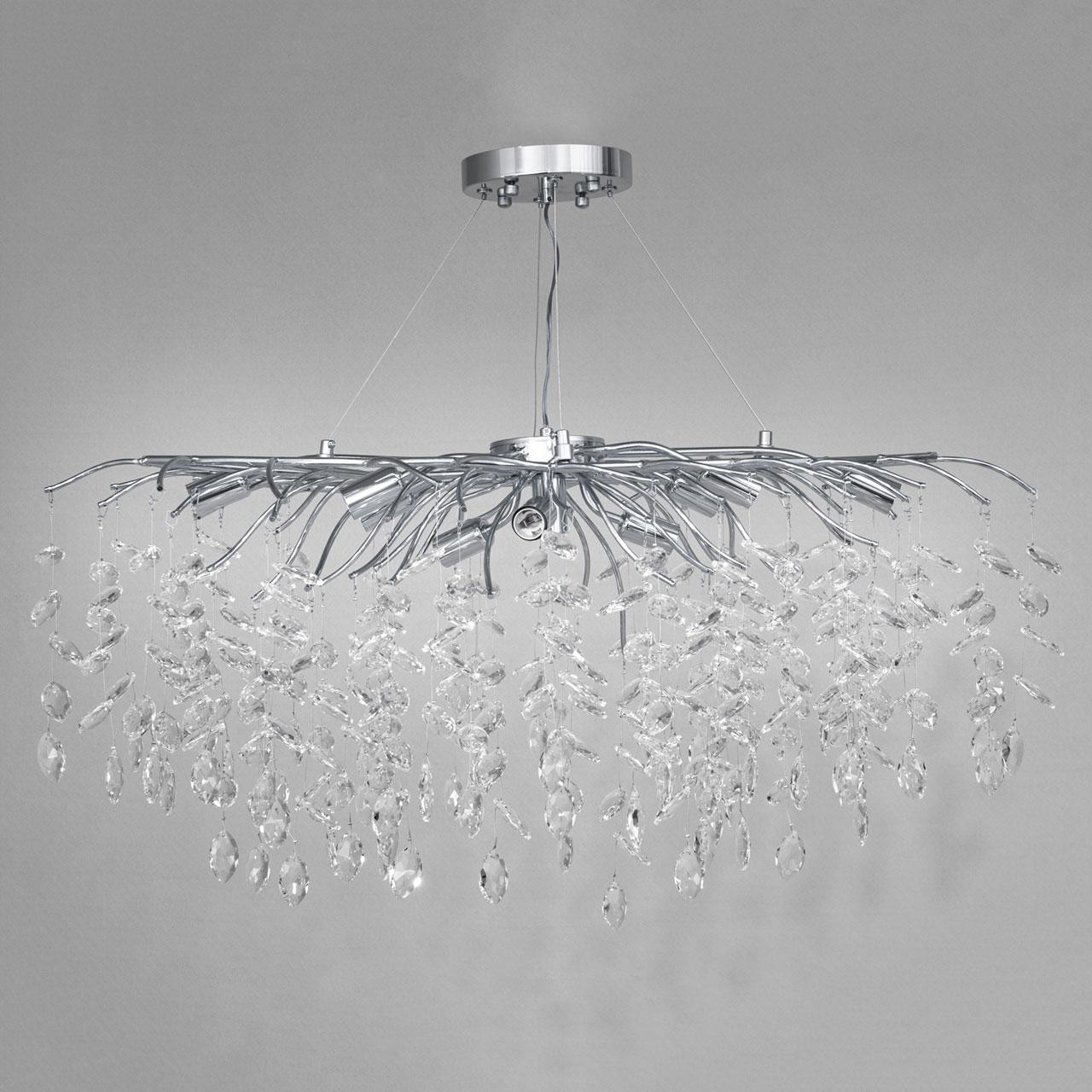 Сучасна кришталева люстра на 10 ламп Е14 колір каркасу хром D-2718-L900x400CH, фото 1