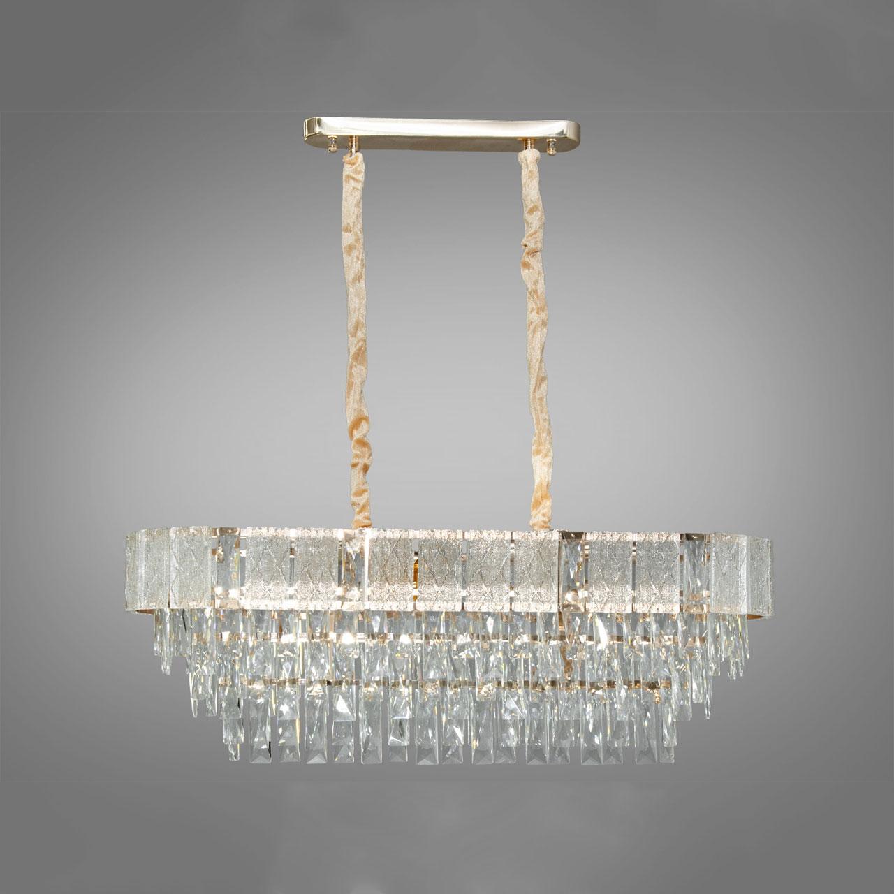 Сучасна кришталева люстра на 10 ламп Е14 колір каркасу золотий D-438-800x300GD, фото 1