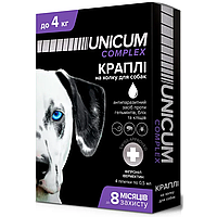 Unicum COMPLEX - краплі для собак до 4кг проти гельмінтів, бліх та кліщів на холку