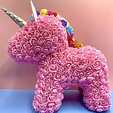 Єдиноріг із 3D штучних троянд 38 см у подарунковій упаковці Рожевий Іграшка 3D Єдиноріг, фото 2