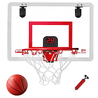 Баскетбольное кольцо 25см с щитом и баскетбольным мячом Красное (MR 1149)