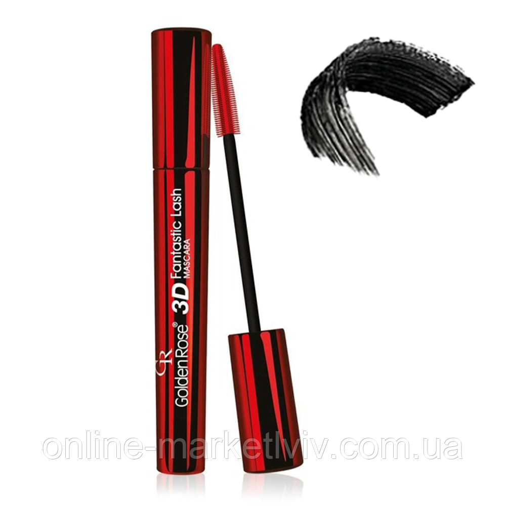 Туш для вій Golden Rose 3D Fantastic Lash Mascara, Чорна / Туш з ефектом 3D / Гіпоалергенна водостійка туш