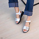 Білі шкіряні босоніжки на липучках, фото 2