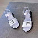 Білі шкіряні босоніжки на липучках, фото 3