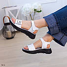 Білі шкіряні босоніжки на липучках, фото 6