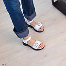 Білі шкіряні босоніжки на липучках, фото 4