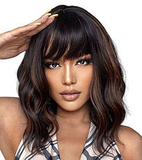 Перука Natural каштанова хвиляста, термоволокно DC056-1, фото 5