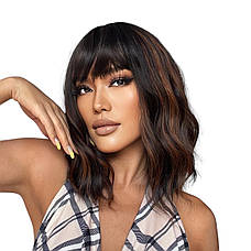 Перука Natural каштанова хвиляста, термоволокно DC056-1, фото 3