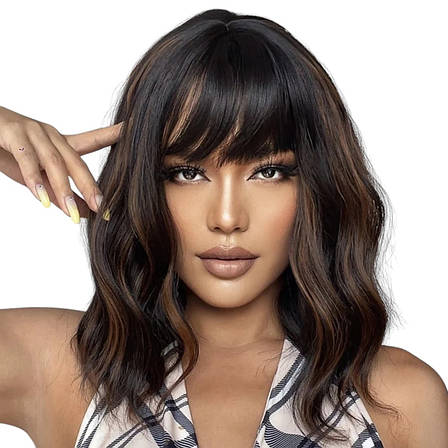 Перука Natural каштанова хвиляста, термоволокно DC056-1, фото 1