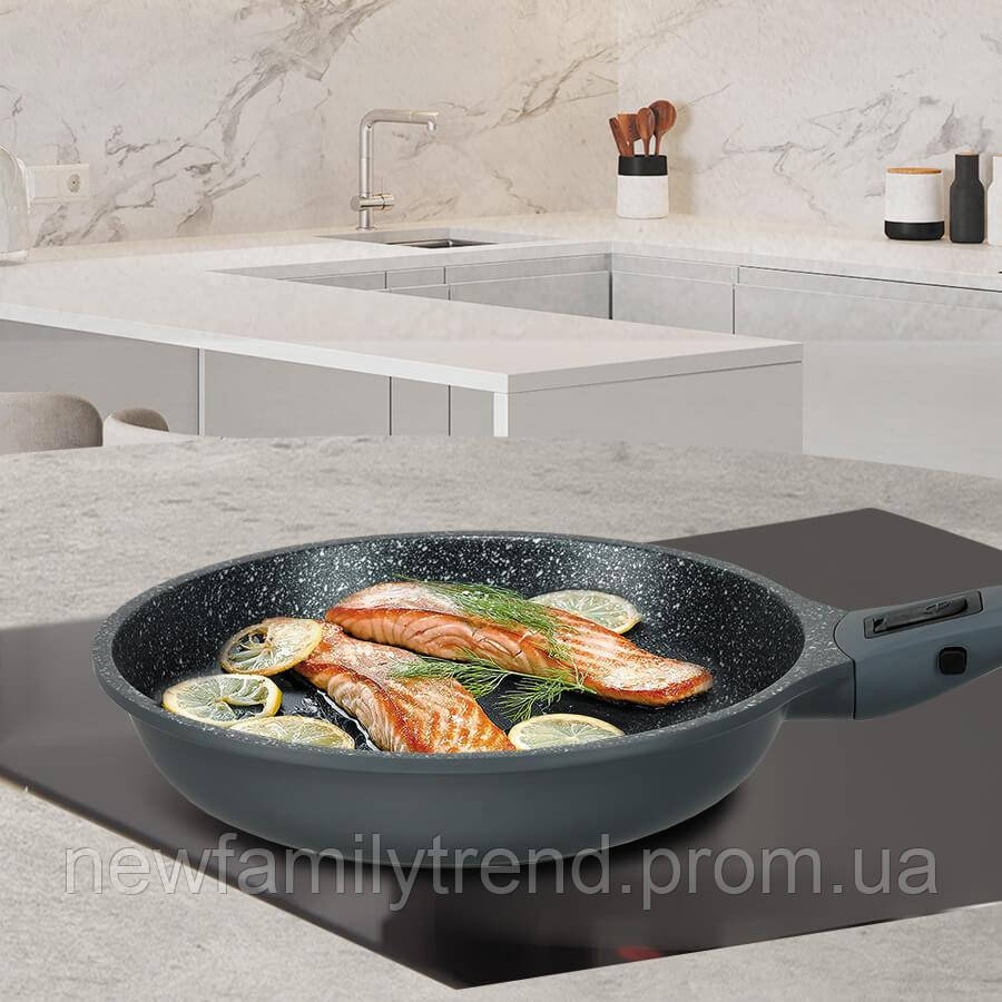 Глибока сковорода сотейник 28 з гранітним покриттям Maestro MR-1208-28 Сковорода зі знімною ручкою, фото 1