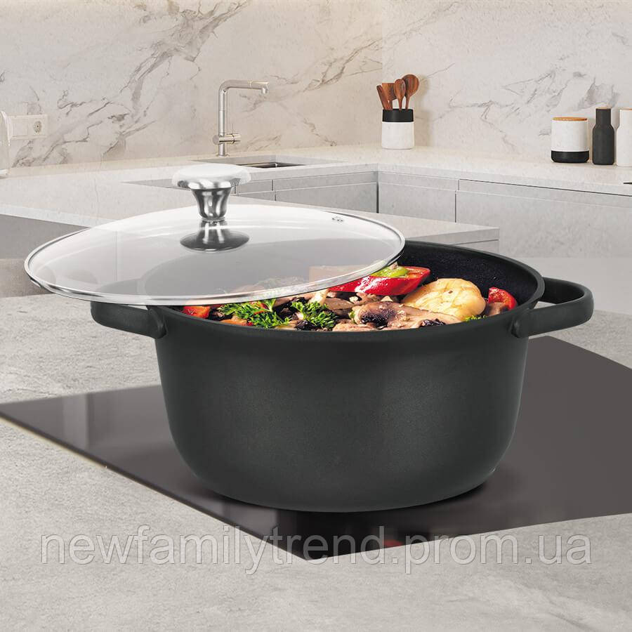 Каструля з антипригарним подвійним покриттям 4.6 л 24 см Maestro MR-4027-24 Індукційний казан, фото 1