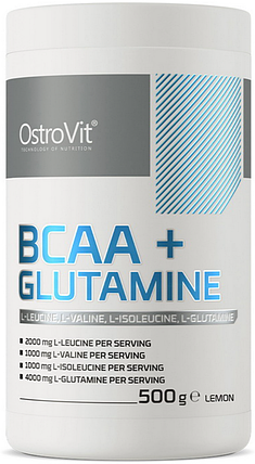BCAA + Глютамін OstroVit BCAA + Glutamine 500 г Лимон, фото 1