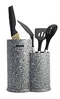 Настольная стойка для ножей двойная и кухонных принадлежностей Ofenbach Универсальная подставка под ножи Серый